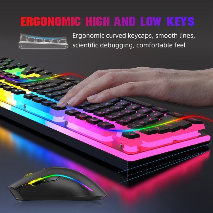 HXSJ L96 2.4G Wireless RGB Backlit Keyboard and Mouse Set 104 Pudding Key Caps + 4800DPI Mouse My Store