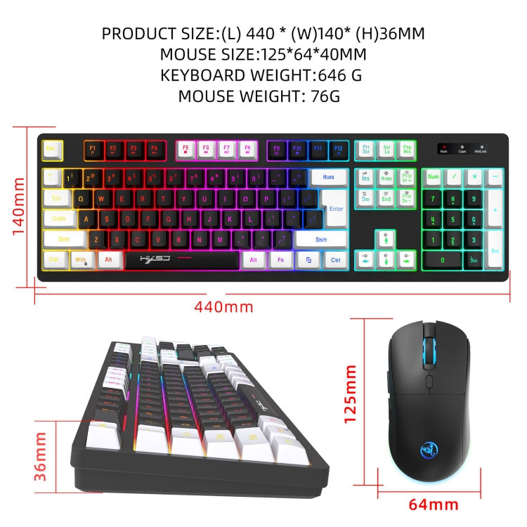 HXSJ L98 2.4G Wireless RGB Keyboard and Mouse Set 104 Keys + 1600DPI Mouse My Store