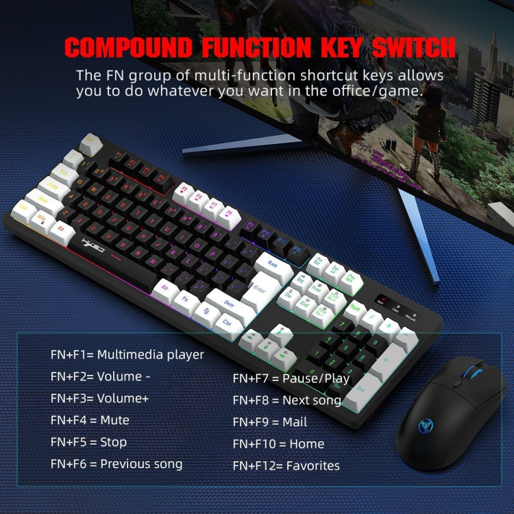 HXSJ L98 2.4G Wireless RGB Keyboard and Mouse Set 104 Keys + 1600DPI Mouse My Store