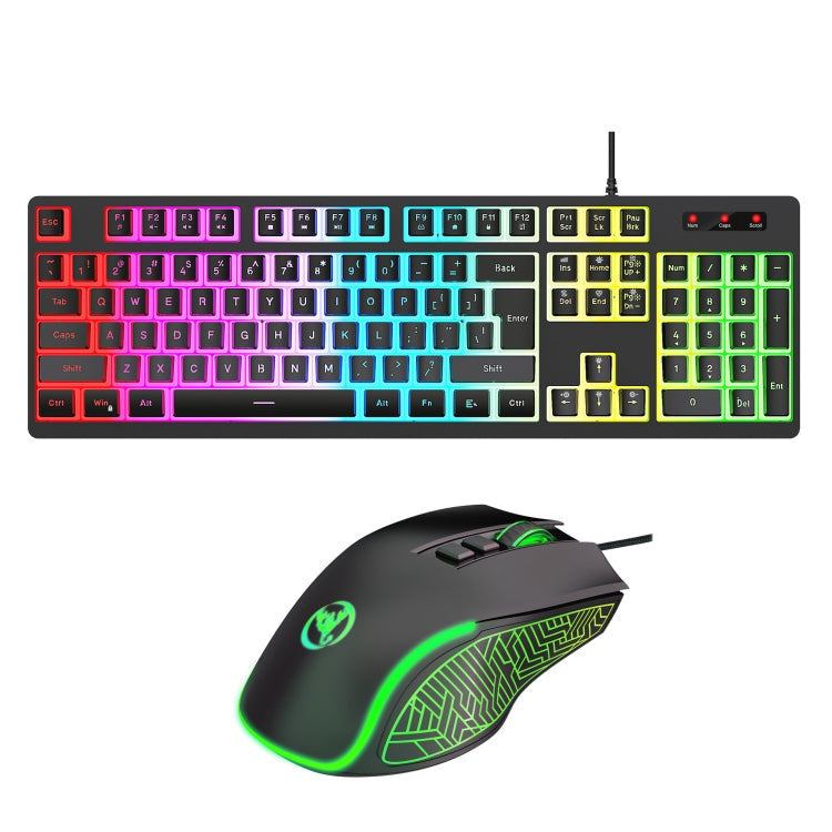 HXSJ L200+X100 Wired RGB Backlit Keyboard and Mouse Set 104 Pudding Key Caps + 3600DPI Mouse