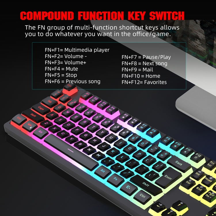 HXSJ L200+X100 Wired RGB Backlit Keyboard and Mouse Set 104 Pudding Key Caps + 3600DPI Mouse My Store