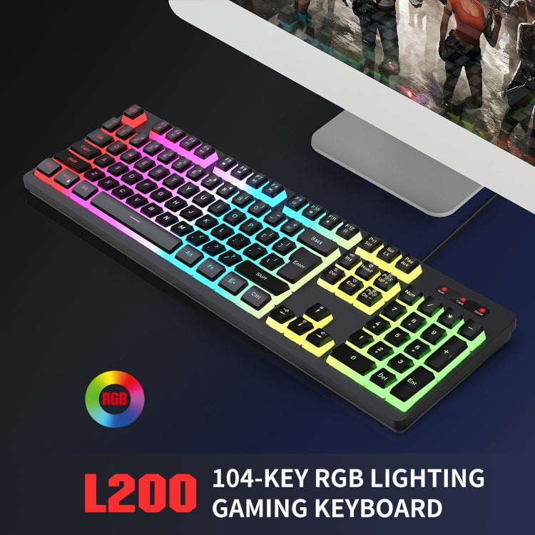 HXSJ L200+X100 Wired RGB Backlit Keyboard and Mouse Set 104 Pudding Key Caps + 3600DPI Mouse