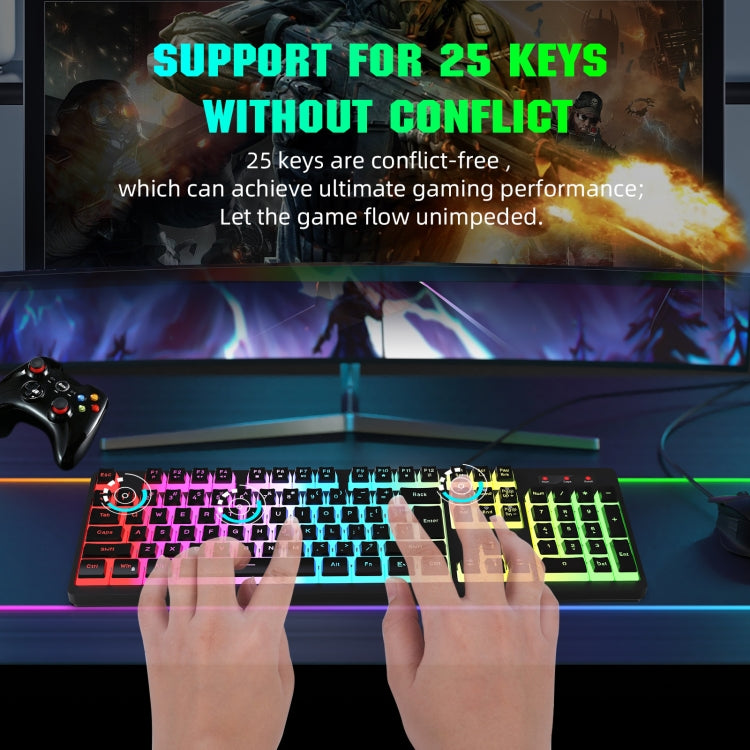 HXSJ L200 Wired RGB Backlit Keyboard 104 Pudding Key Caps