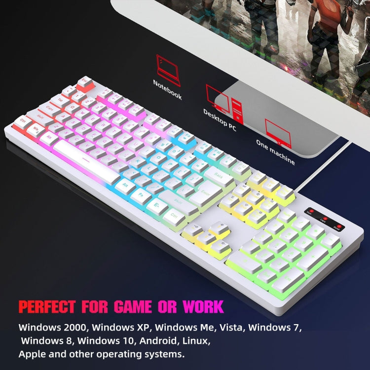 HXSJ L200 Wired RGB Backlit Keyboard 104 Pudding Key Caps