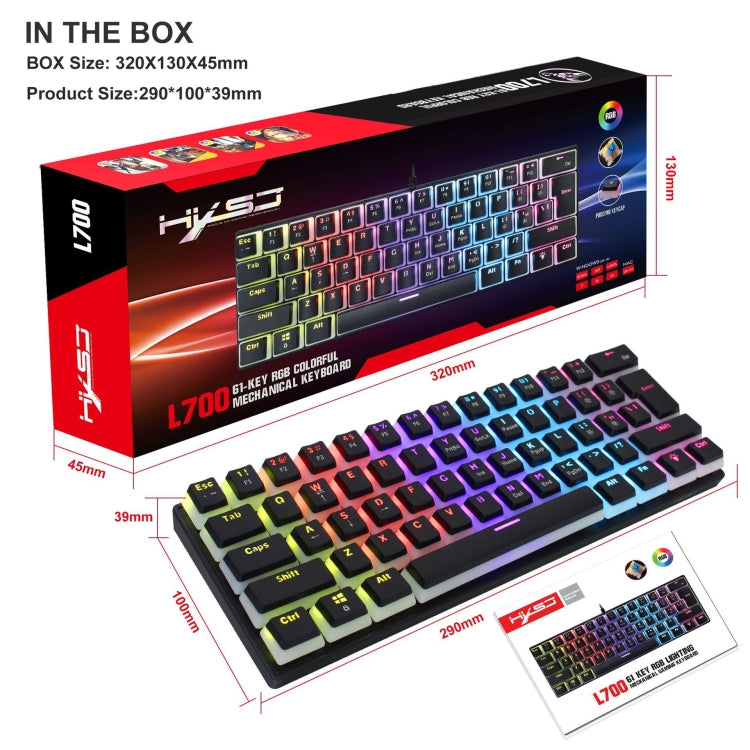 HXSJ L700 Wired RGB Mechanical Keyboard 61 Pudding Key Caps