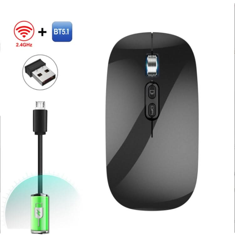 HXSJ M103 1600DPI UV Dual Mode 2.4GHz + Bluetooth 5.1 Wireless Rechargeable Mouse My Store