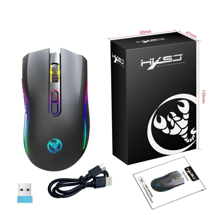 HXSJ T69 4800DPI RGB 2.4GHz Wireless Mouse My Store