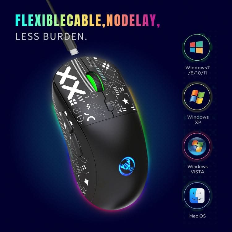 HXSJ T90 RGB Light Three-mode Wireless Gaming Mouse My Store