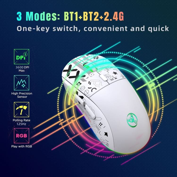 HXSJ T90 RGB Light Three-mode Wireless Gaming Mouse My Store