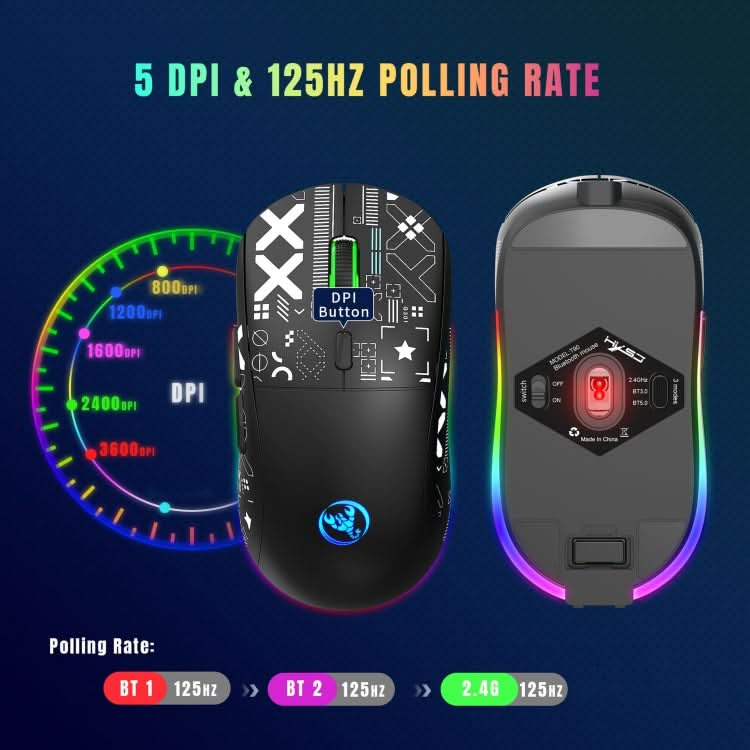 HXSJ T90 RGB Light Three-mode Wireless Gaming Mouse My Store