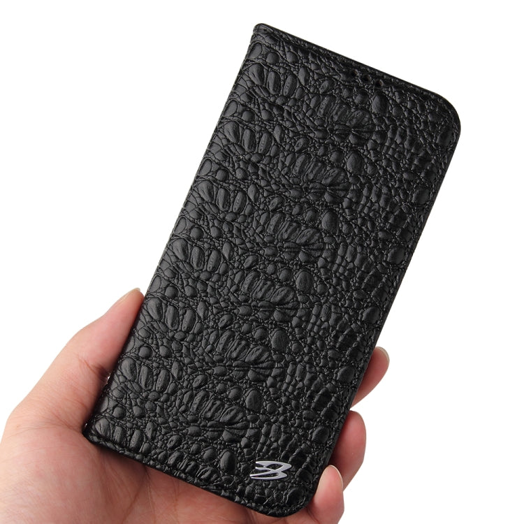 Fierre Shann Crocodile Texture Magnetic Genuine Leather Phone Case