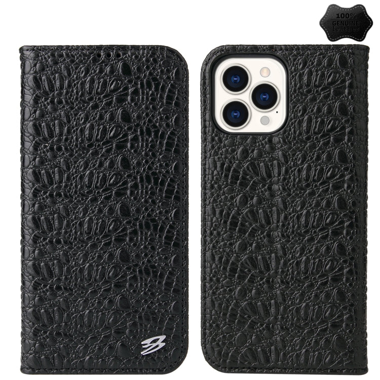 Fierre Shann Crocodile Texture Magnetic Genuine Leather Phone Case