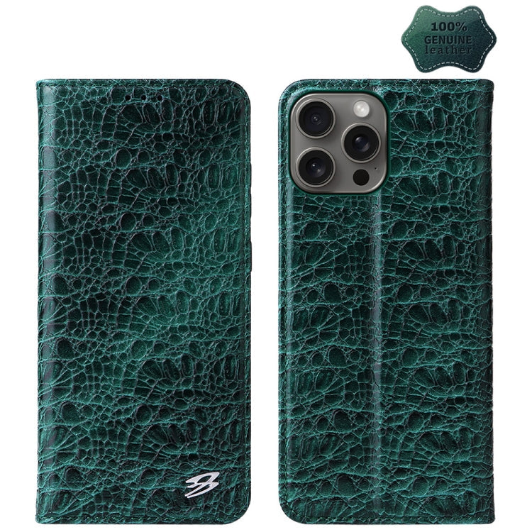 Fierre Shann Crocodile Texture Magnetic Genuine Leather Phone Case