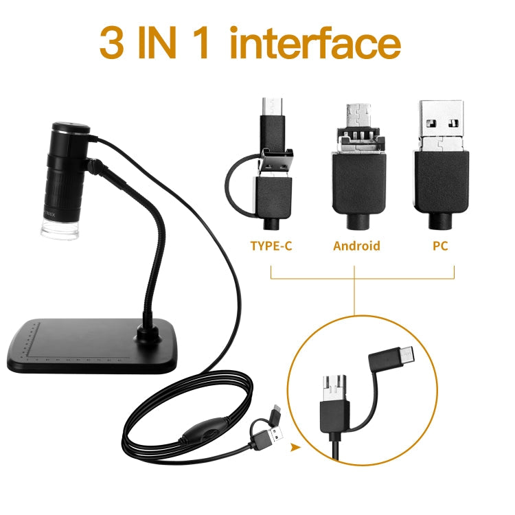 AN104 1000X 3 in 1 Digital Microscope with Helical Tube Bracket Reluova