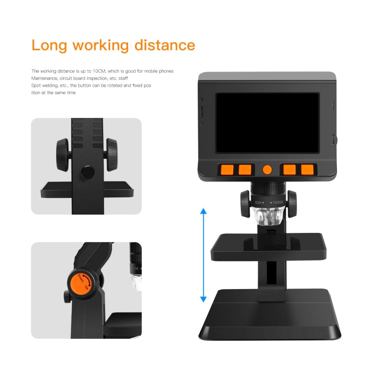 P110 50X-1000X Desktop Electronic Digital Microscope with 4.3 inch Screen Reluova