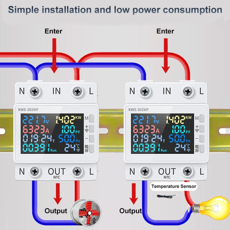 KWS-302 170-270V Multifunctional AC Digital Display Rail Voltage and Current Monitoring Meter Reluova