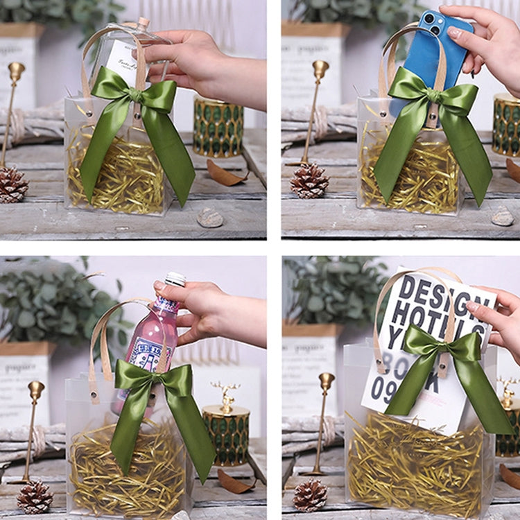 Gift Bag Transparent Packaging Bag, Green Ribbon+Hanging Tag+Lafite Grass My Store