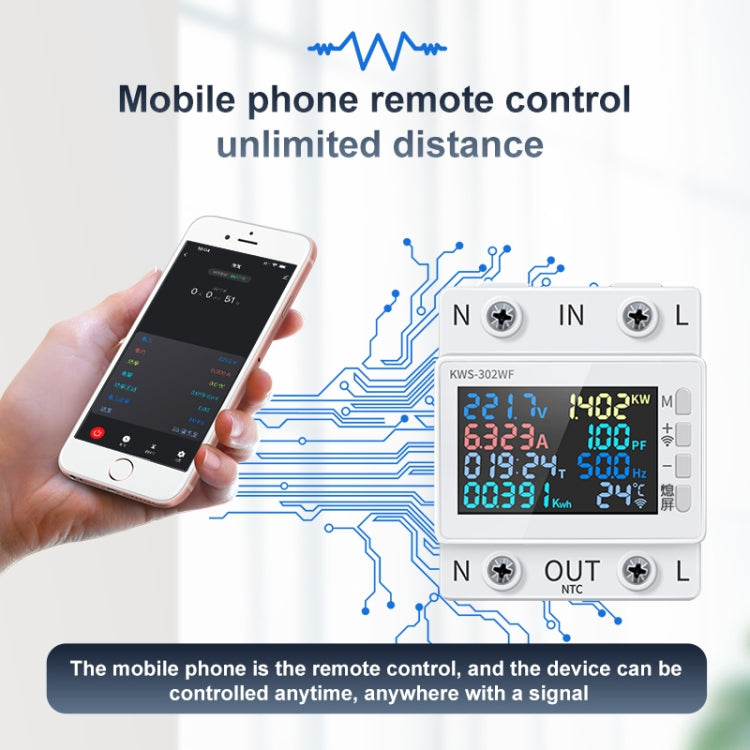 KWS-302WF 170-270V Multifunctional AC Digital Display Rail Voltage and Current Monitoring Meter Reluova