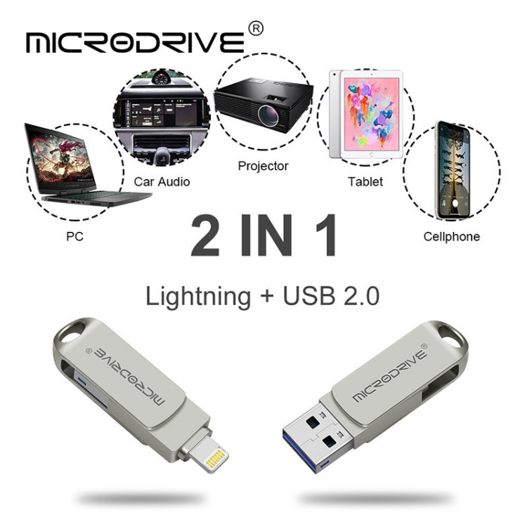 MicroDrive 2 In 1 Lightning + USB2.0 Portable Metal USB Flash Disk My Store