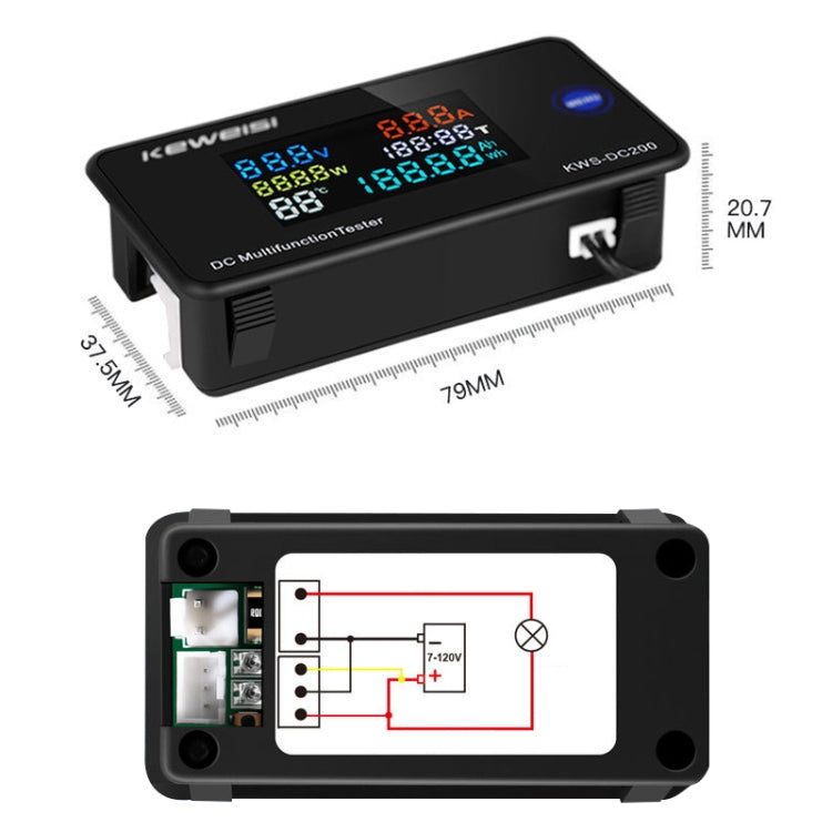 KWS-DC200-10A 8-120V DC Digital Display Voltage Current Watch Built in Shunt Reluova