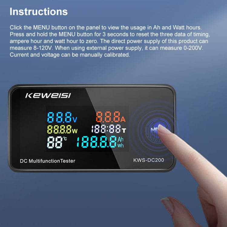 KWS-DC200-10A 8-120V DC Digital Display Voltage Current Watch Built in Shunt Reluova