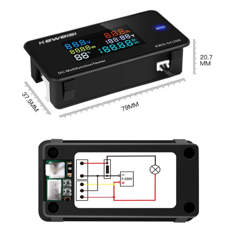 KWS-DC200-50A 8-120V DC Digital Display Voltage Current Watch with Shunt Reluova