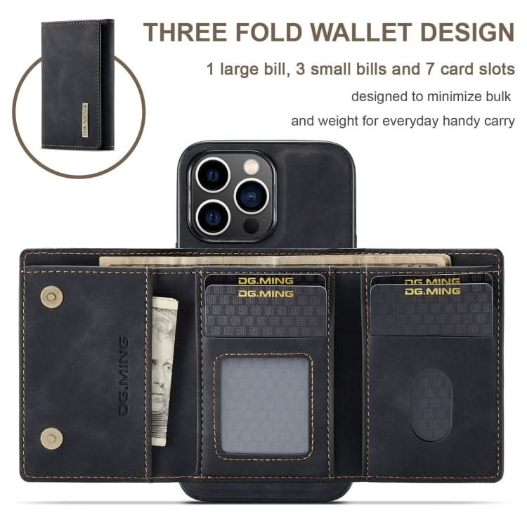 DG.MING M1 Series 3-Fold Multi Card Wallet Leather Phone Case, Series 1