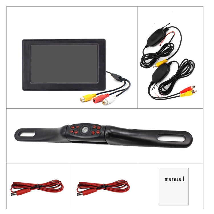 PZ703 413C-W Car Waterproof  Night Vision Camera + 4.3 inch Rearview Monitor