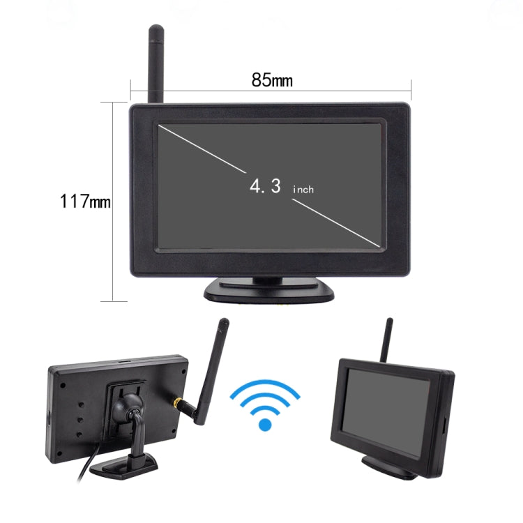 PZ703 422A-W Car 4.3 inch Desktop Rearview Monitor Built-in Wireless Reversing Image