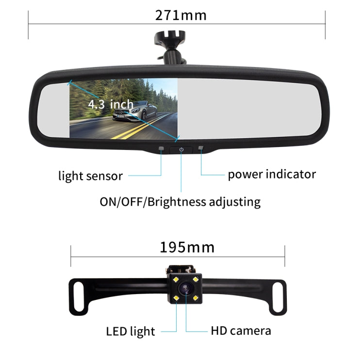 PZ705 422-A 4.3 inch TFT LCD Car Rear View Monitor for Car Rearview Parking Video Systems