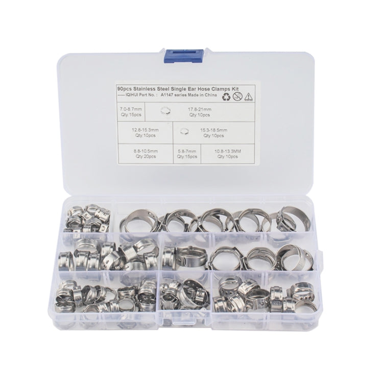 90 PCS Adjustable Single Ear Plus Stainless Steel Hydraulic Hose Clamps O-Clips Pipe Fuel Air Inside Diameter Range: 5.8-21mm ÎҵÄÉ̵ê