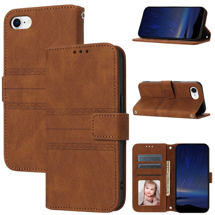 Embossed Stripes Skin Feel Leather Phone Case, Series 1