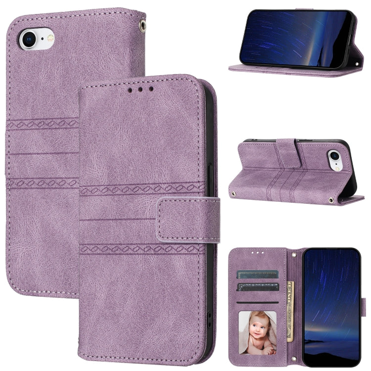 Embossed Stripes Skin Feel Leather Phone Case, Series 1