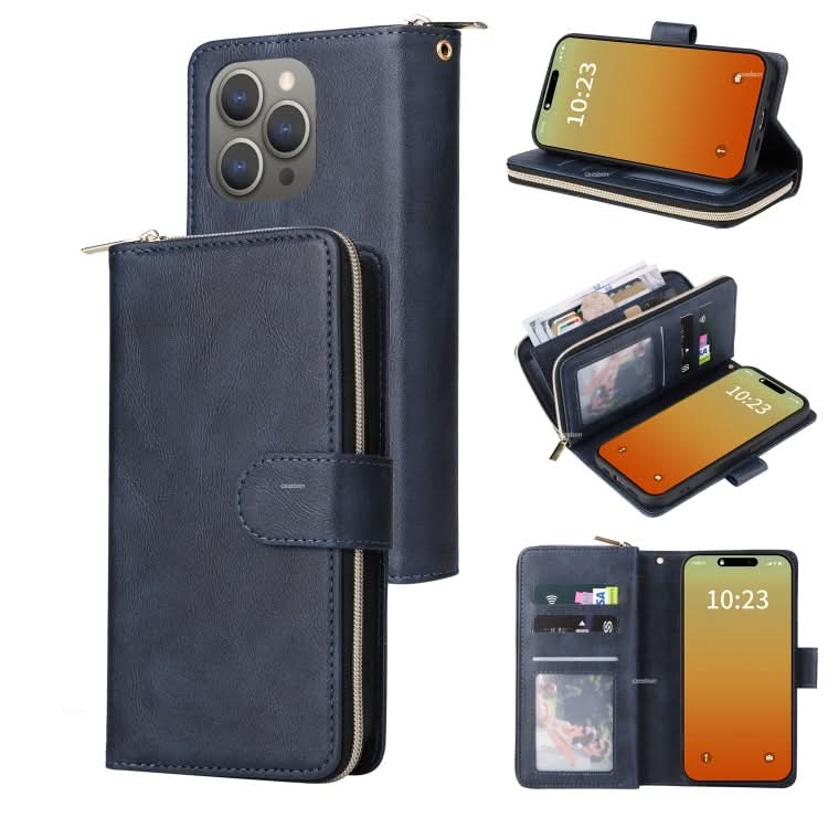 9 Card Slots Zipper Wallet Bag Leather Phone Case, Series 2