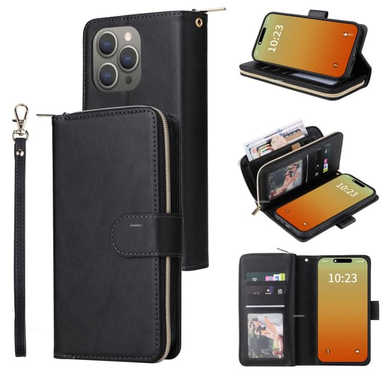 9 Card Slots Zipper Wallet Bag Leather Phone Case, Series 2