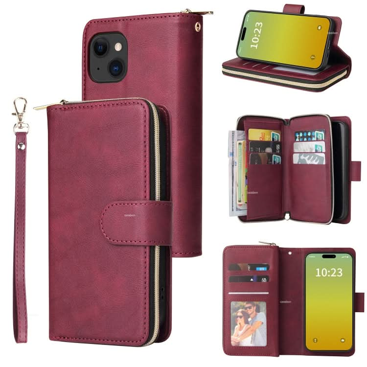 9 Card Slots Zipper Wallet Bag Leather Phone Case, Series 1