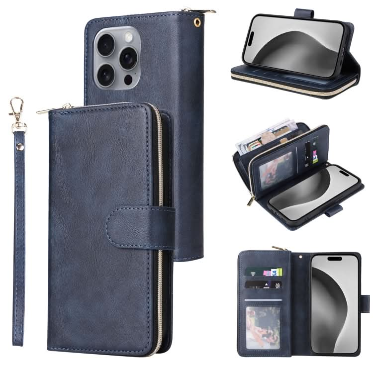 9 Card Slots Zipper Wallet Bag Leather Phone Case, Series 2