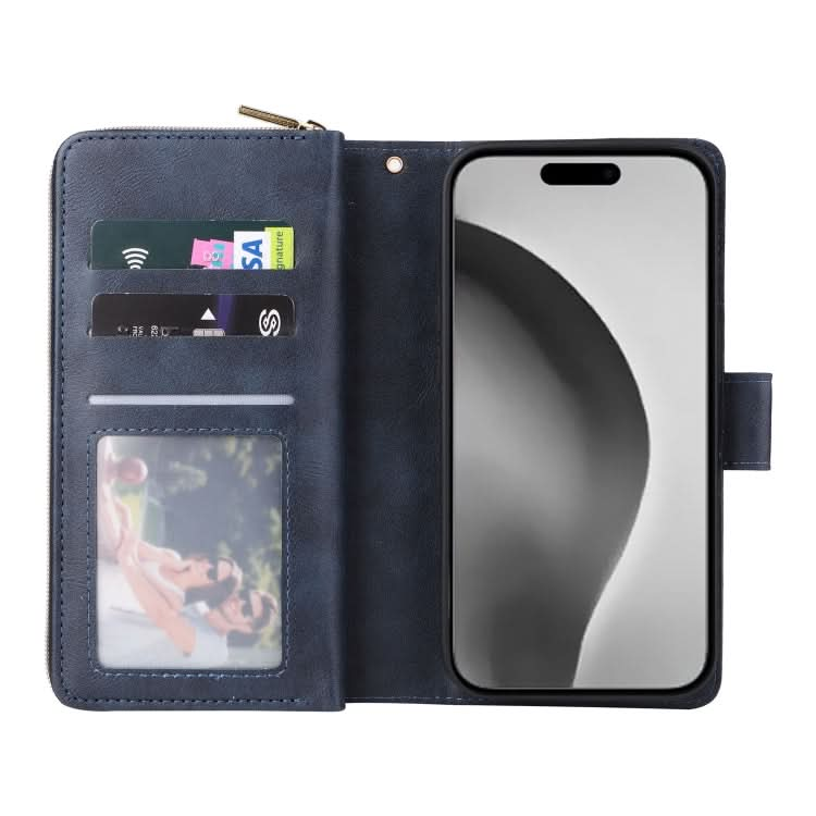 9 Card Slots Zipper Wallet Bag Leather Phone Case, Series 2