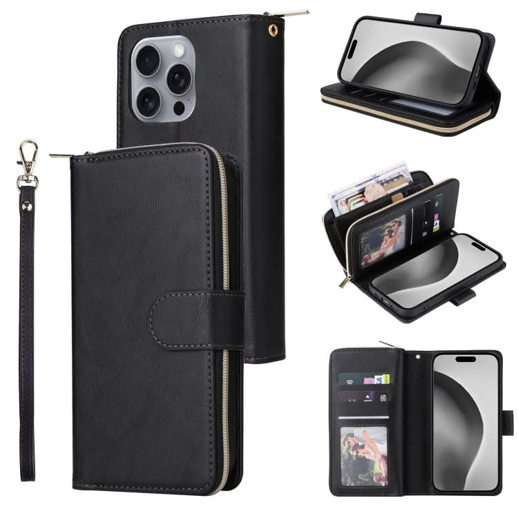 9 Card Slots Zipper Wallet Bag Leather Phone Case, Series 2