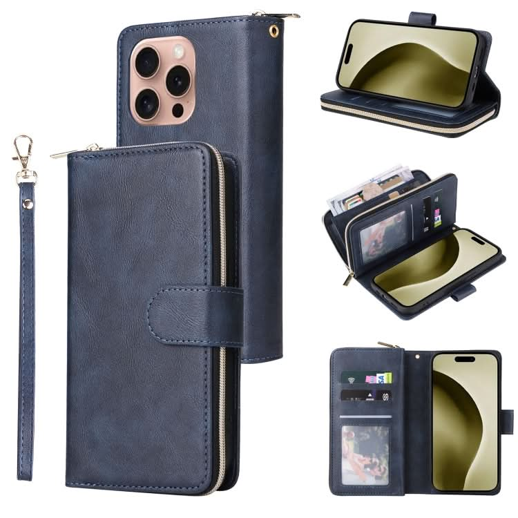 9 Card Slots Zipper Wallet Bag Leather Phone Case, Series 1