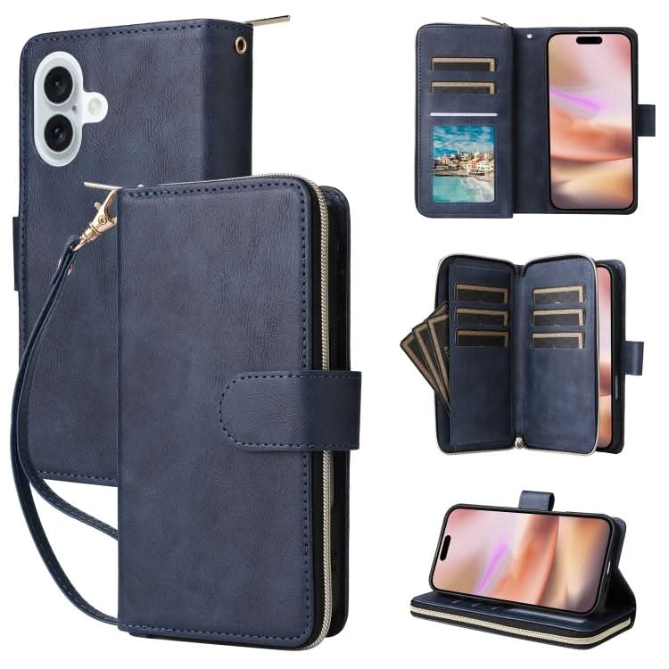 9 Card Slots Zipper Wallet Bag Leather Phone Case, Series 1