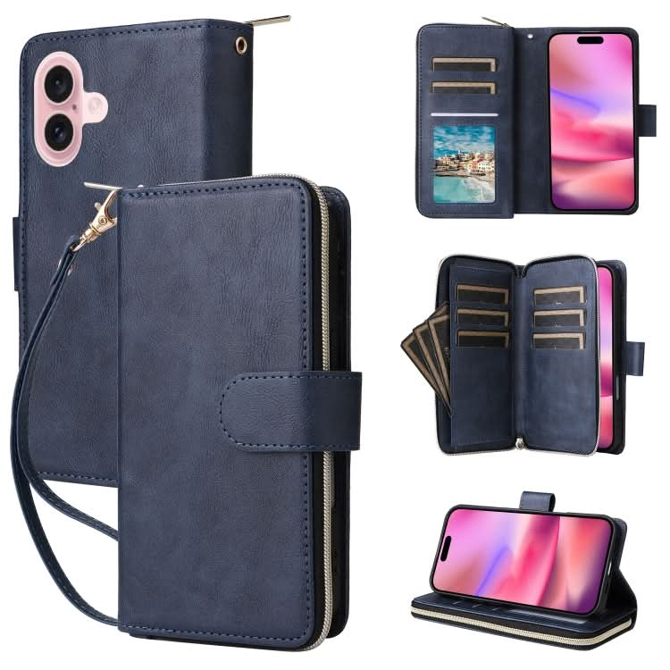 9 Card Slots Zipper Wallet Bag Leather Phone Case, Series 1