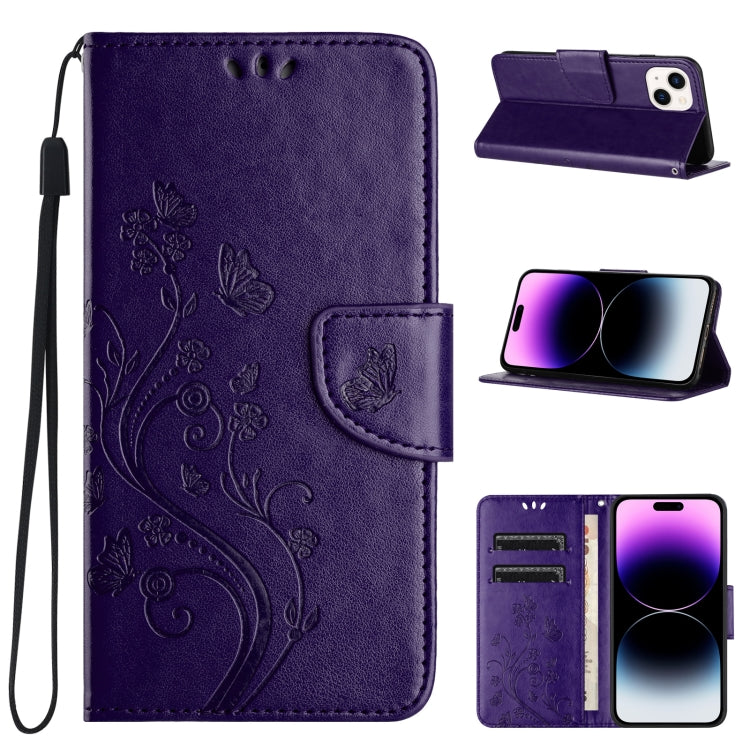 Butterfly Flower Pattern Flip Leather Phone Case, Series 2