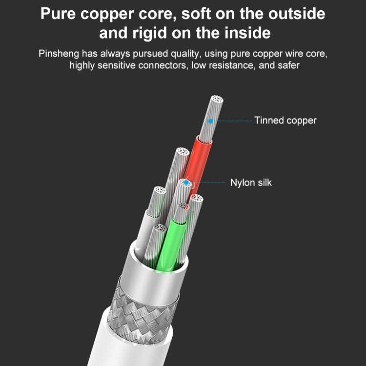 PISEN 2.4A 8 Pin Anti Breaking Fast Charging Cable