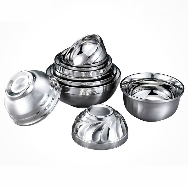 304 Stainless Steel Bowl Double Walled Insulated Bowl Anti-fall Platinum Bowl-Reluova