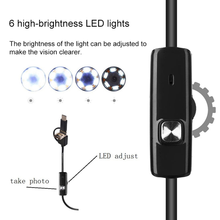 AN100 3 in 1 IP67 Waterproof USB-C / Type-C + Micro USB + USB HD Endoscope Hard Tube Inspection Camera for Parts of OTG Function Android Mobile Phone, with 6 LEDs Reluova