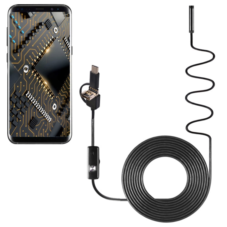 AN100 3 in 1 IP67 Waterproof USB-C / Type-C + Micro USB + USB HD Endoscope Hard Tube Inspection Camera for Parts of OTG Function Android Mobile Phone, with 6 LEDs