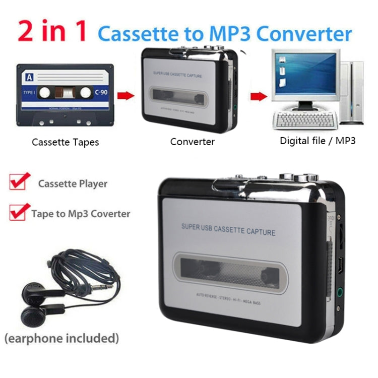 Ezcap 218 USB USB Cassette Capture Tape to MP3 Converter Cassette Recorder Player Reluova