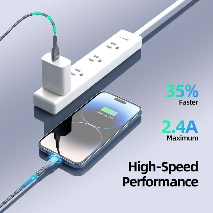 DUZZONA A7 2.4A USB to 8 Pin Charging Data Cable