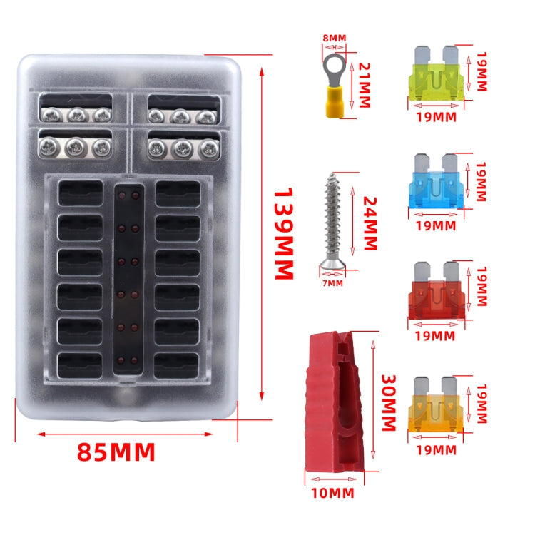 CP-4039 12 Way Fuse Block with 24pcs Fuses and 12pcs Terminals